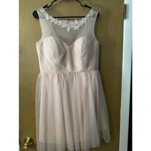 Jenny Yoo Collection Pink Blush Embroidered Bridal Party Cocktail Dress Size 12